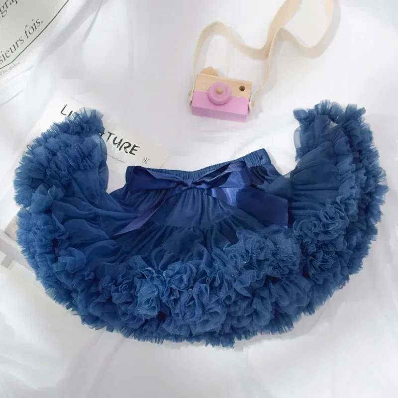 Color: Beige, Kid Size: 3T - Baby Girls Tulle Tutu Skirt Ballerina Pettiskirt Fluffy Children Ballet Skirts For Party Dance Princess Girl Tulle Clothes 1-10Y
