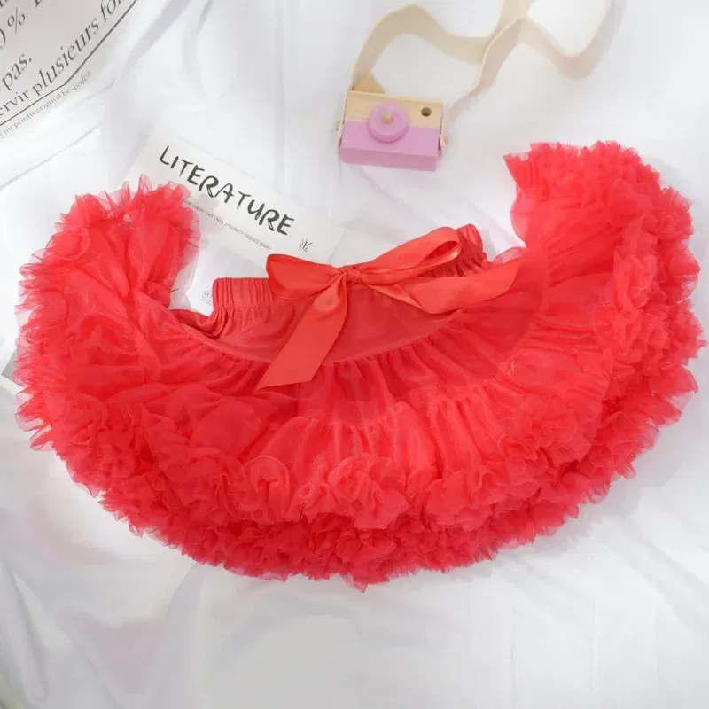 Color: Beige, Kid Size: 3T - Baby Girls Tulle Tutu Skirt Ballerina Pettiskirt Fluffy Children Ballet Skirts For Party Dance Princess Girl Tulle Clothes 1-10Y