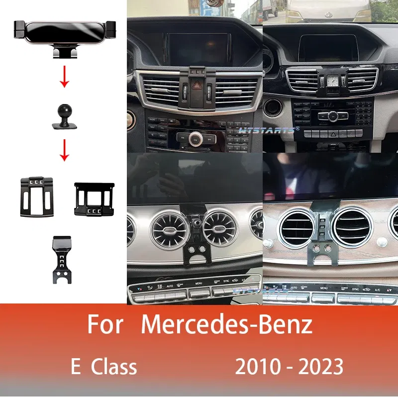 Color Name: Brown - Car Phone Holder Mobile Mount Stand For Mercedes Benz W212 W213 E Class 2010-2022 Adjustable GPS Special Navigation Bracket