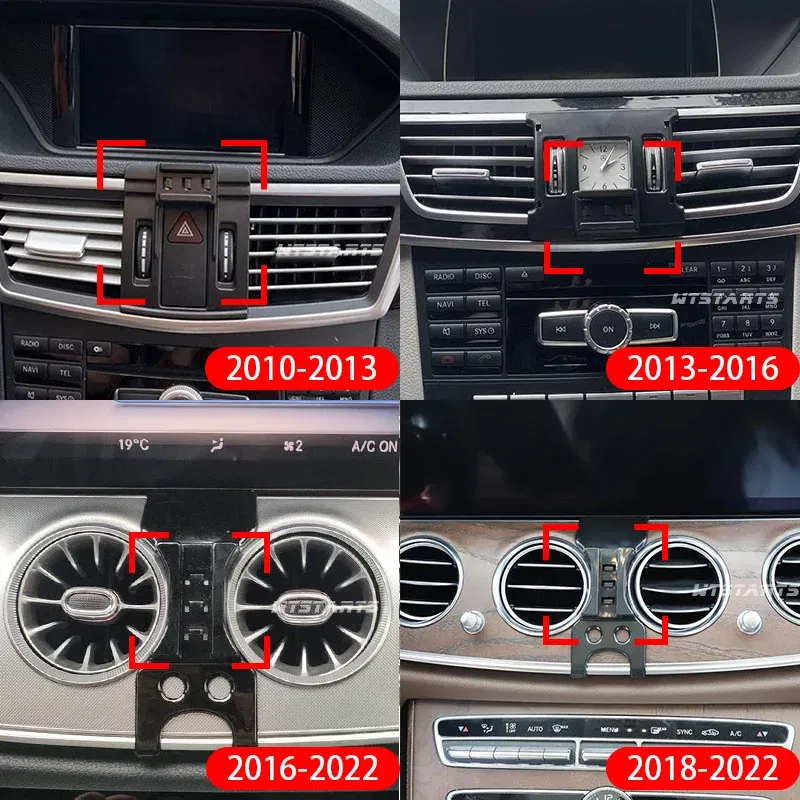 Color Name: Brown - Car Phone Holder Mobile Mount Stand For Mercedes Benz W212 W213 E Class 2010-2022 Adjustable GPS Special Navigation Bracket