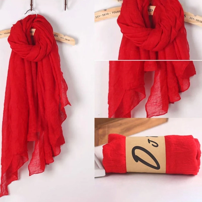 Color: Yellow - 652F Women Solid Color Scarfs Large Long Lightweight Headscarf Linen Sheer Shawl Wrap