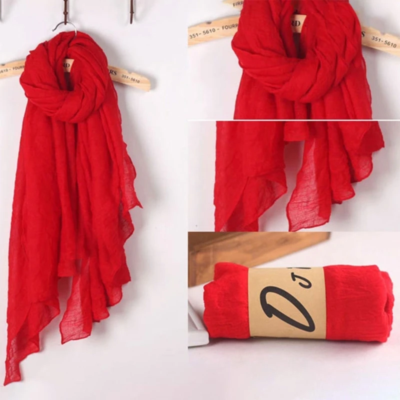 Color: Yellow - 652F Women Solid Color Scarfs Large Long Lightweight Headscarf Linen Sheer Shawl Wrap