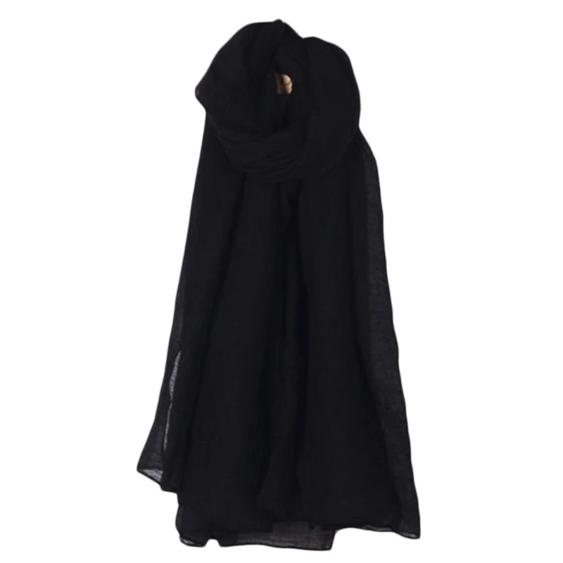 Color: Yellow - 652F Women Solid Color Scarfs Large Long Lightweight Headscarf Linen Sheer Shawl Wrap