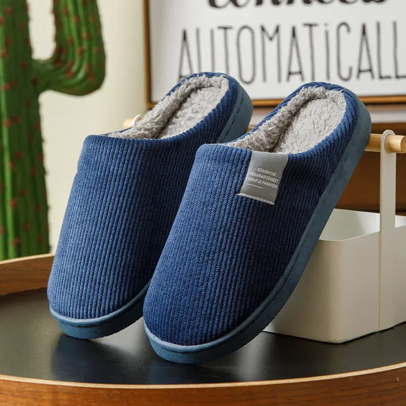 Color: Straw, Shoe Size: 34 - New Winter Household Warm Furry Women Men Shoes Indoor Slippers Bedroom Cotton Slippers  Plush Home Slippers Ladies Flip Flops