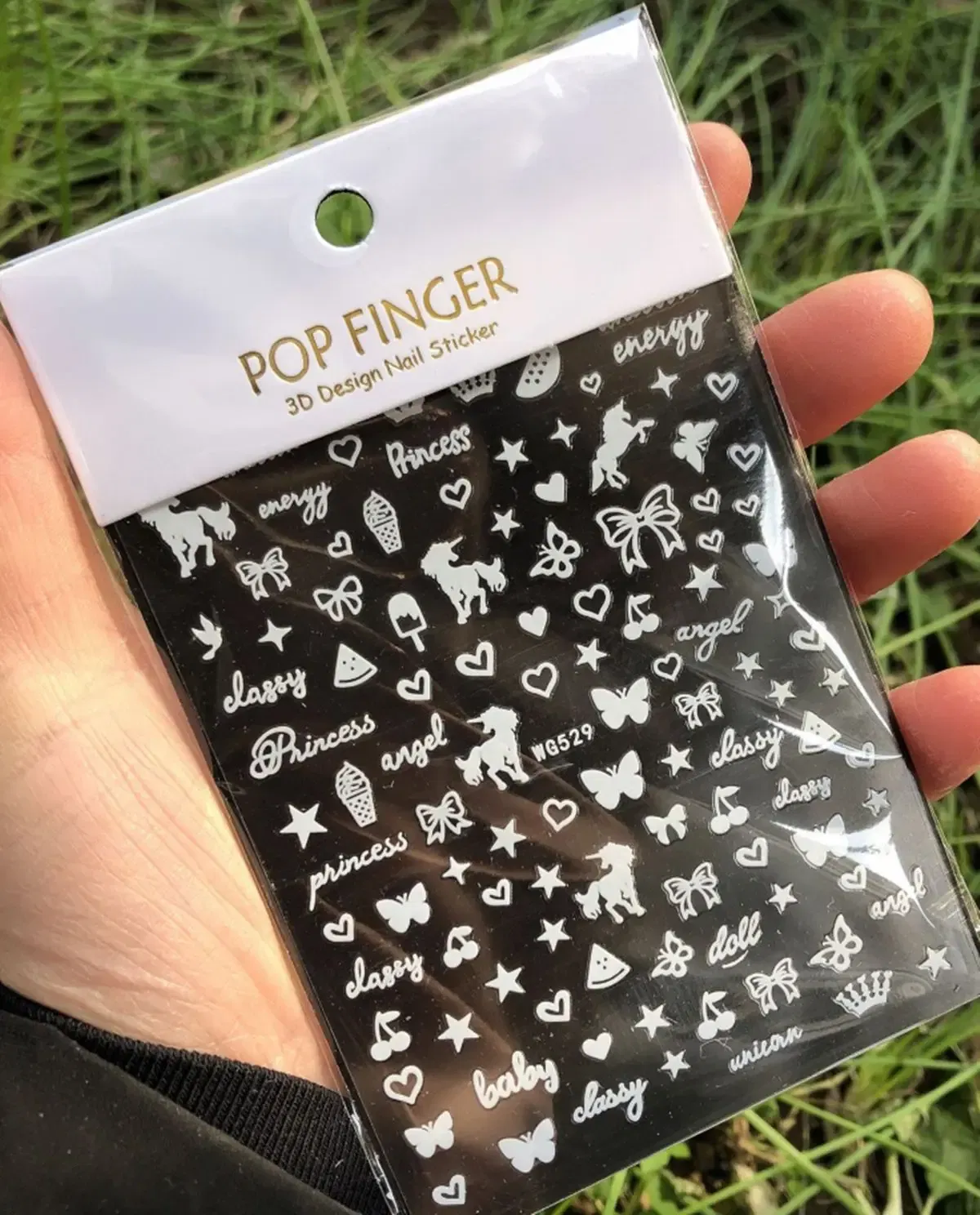 Color: Middle Brown - 1PCS New English Alphabet Nail Stickers Multi-Color Laser Reflective Nail Slider Art Cool Text Nail Kit