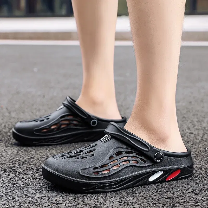 Color: black, Shoe Size: 47 - Plus Size 47 48 49 Men Summer Clogs Sandals EVA Slippers Men and Women Garden Shoes Beach Sandals Couple's Outdoor House Slides