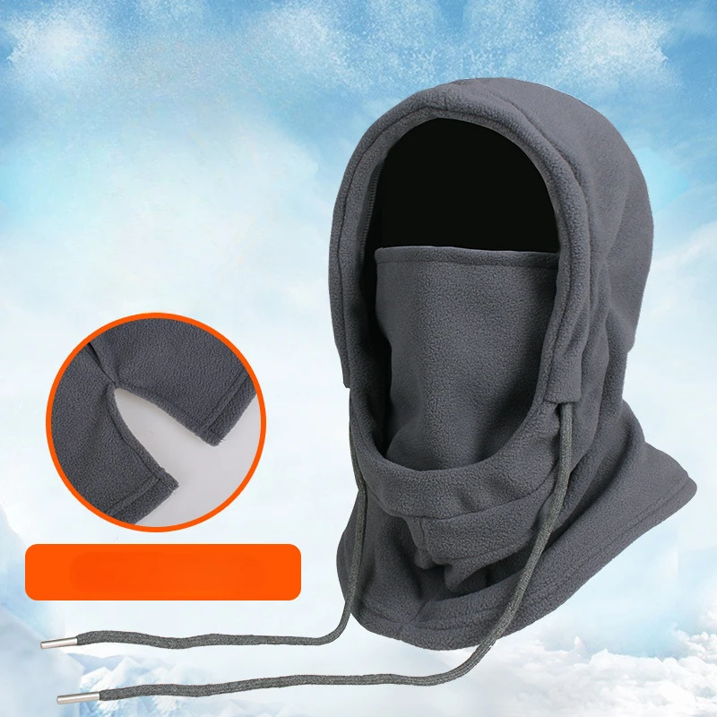 Color: GRAY - Warm Fleece Balaclava for Men Women Winter Face Mask Neck Warmer Hooded Cap Windproof Thermal Head Cover Beanies Bandana