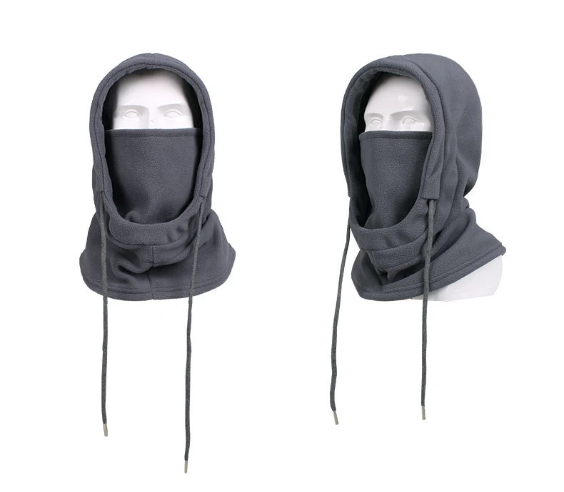 Color: GRAY - Warm Fleece Balaclava for Men Women Winter Face Mask Neck Warmer Hooded Cap Windproof Thermal Head Cover Beanies Bandana