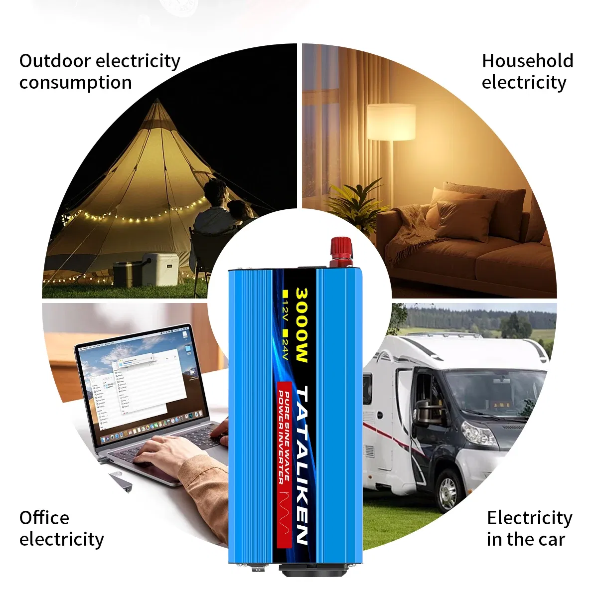 Color Name: WHITE - Pure Sine Wave Inverter 1600W/2200W/3000W/4000W DC 12V/24V to AC 220V 50hz Power Inverter Charger Converter Adapter EU Socket