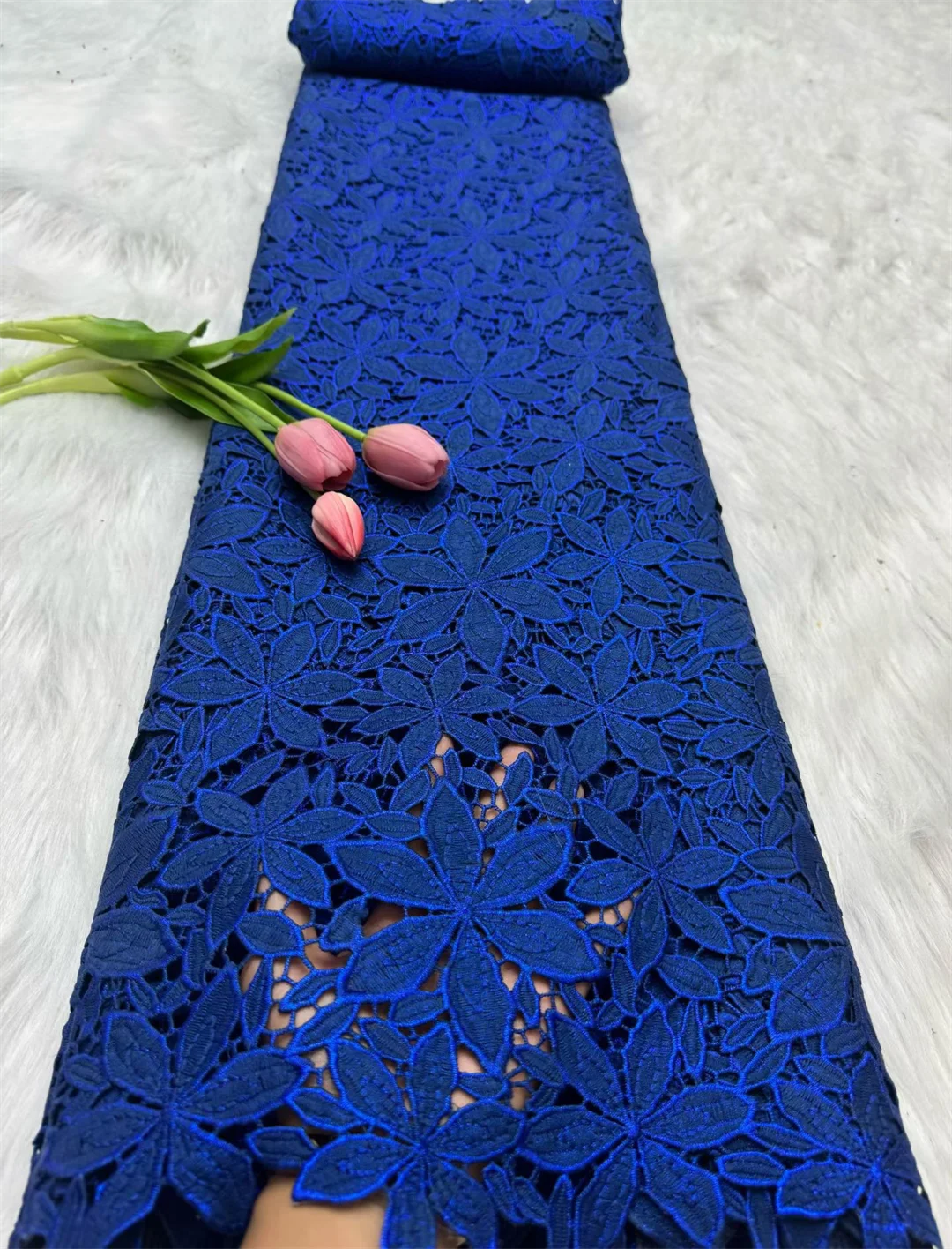 Color: black, Width: 120cm, Length: 5 yards - Wholesale 2026 Latest High Quality African Guipure Cord Lace Fabric Nigerian Water Soluble Milk Silk Lace Fabric For Party