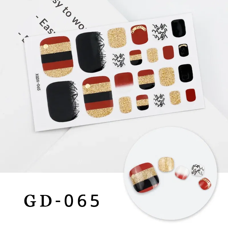 Color: Khaki - Colorful Nail Stickers Foot Shiny Glitter Nails  Charms Full Cover Self-Adhesive Nail Polish Stickers for Nails Art