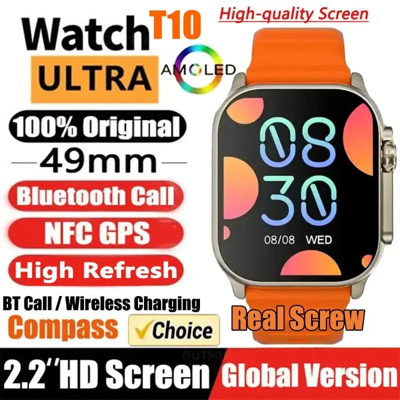 Color: Orange - New Smart Watch 9 Ultra Gen 2 Watch Ultra IWO Watch Ultra NFC Smartwatch Series 9 Bluetooth Call 2.2 Inch Wireless Fitness Watch