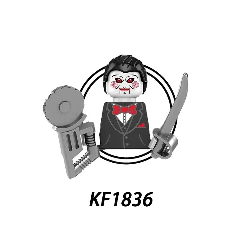 Color: Burgundy - 2025 Building Blocks KF6173 KF6175 KF6176 Halloween Horror Jason Sally Leather Face Jack Character Figures Bricks Children Toys