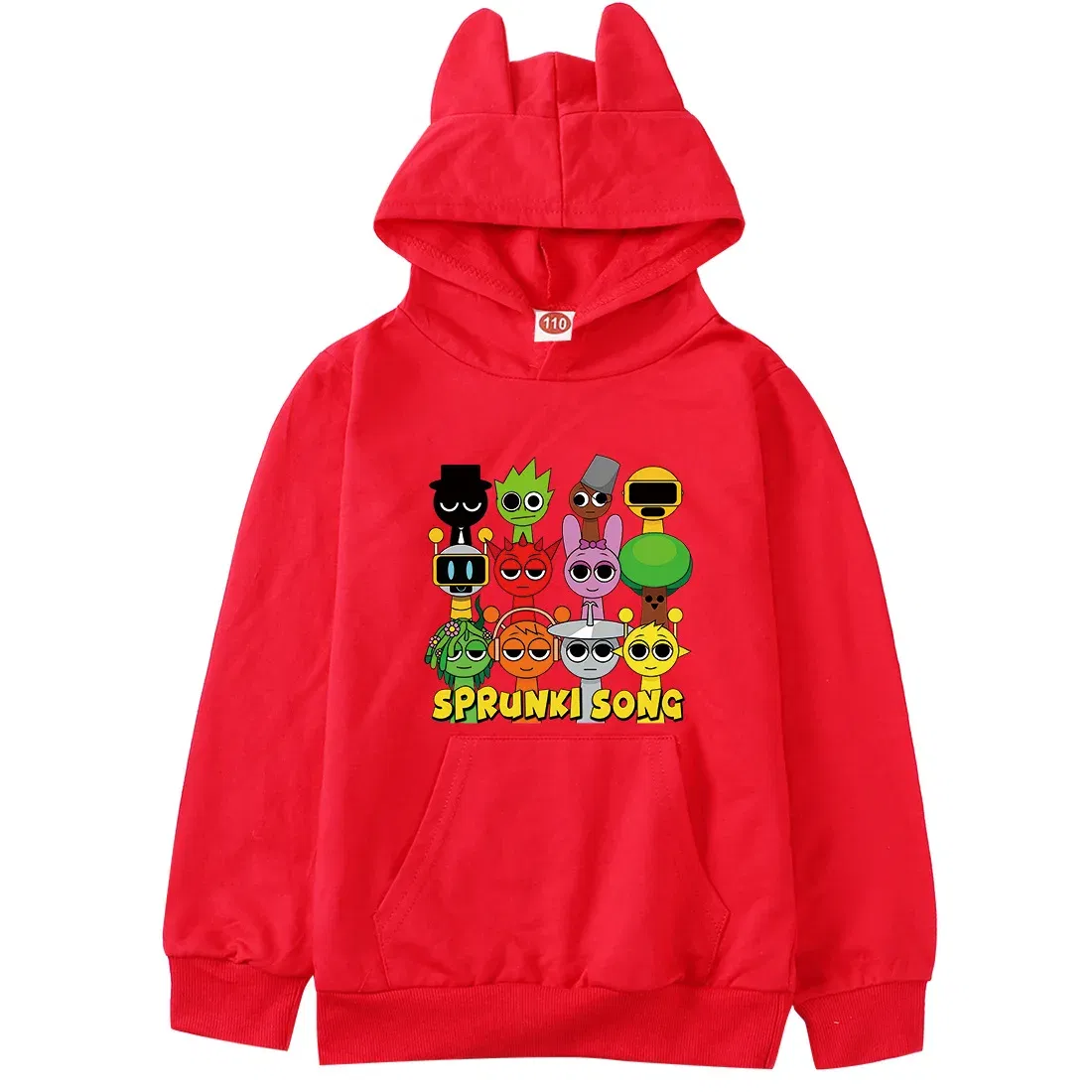 Color: Khaki, Kid Size: 3T - Sprunki Hoodie Kids Game Incredibox Clothes Baby Girls Cartoon Hooded Sweatshirt Teen Boys Spring Fall Sweater Children Clothing