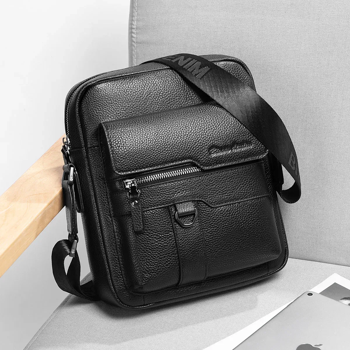 Color: GRAY, Ships From: CHINA - BISON DENIM Genuine Leather Crossbody Bag Men Women Messenger Casual Cowhide Shoulder Bag High Quality Business Male Handbags