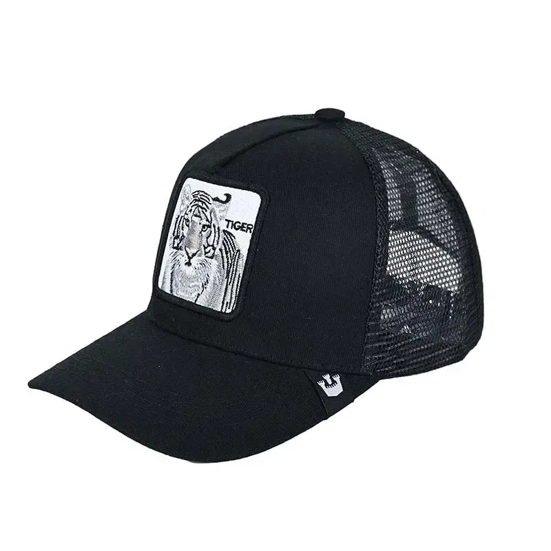 Color: Apricot - Baseball Caps Men Women Snapback Hip Hop Cap With Fashion Animals Embroidery Summer Breathable Mesh Trucker Caps Streetwear Bone