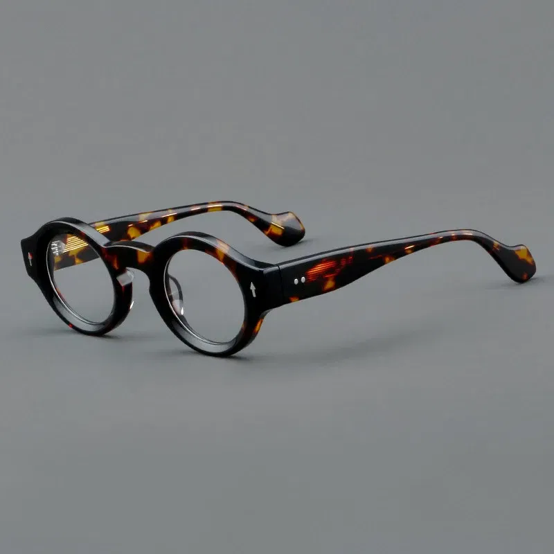 Frame Color: green, Eye Prescription: +125 - VCKA Round Acetate Reading Glasses Frame Retro Men Prescription Anti-blue discolor Women Custom Optics Retro Eyewear +0.50to +10