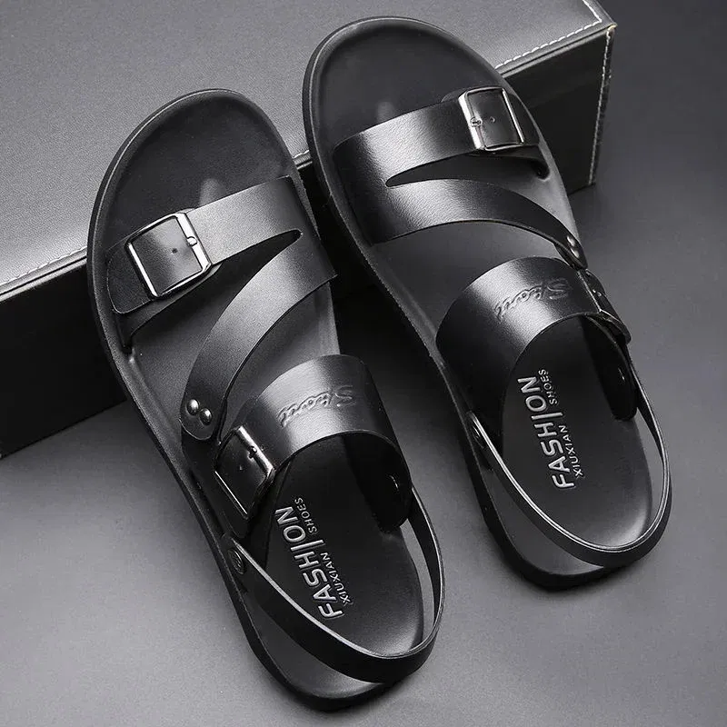 Color: Brown, Shoe Size: 0.5 - Men's Sandals Wholesale Summer Soft soled Anti slip Beach Shoes Men's Large New Casual Beach Outwear Sandals