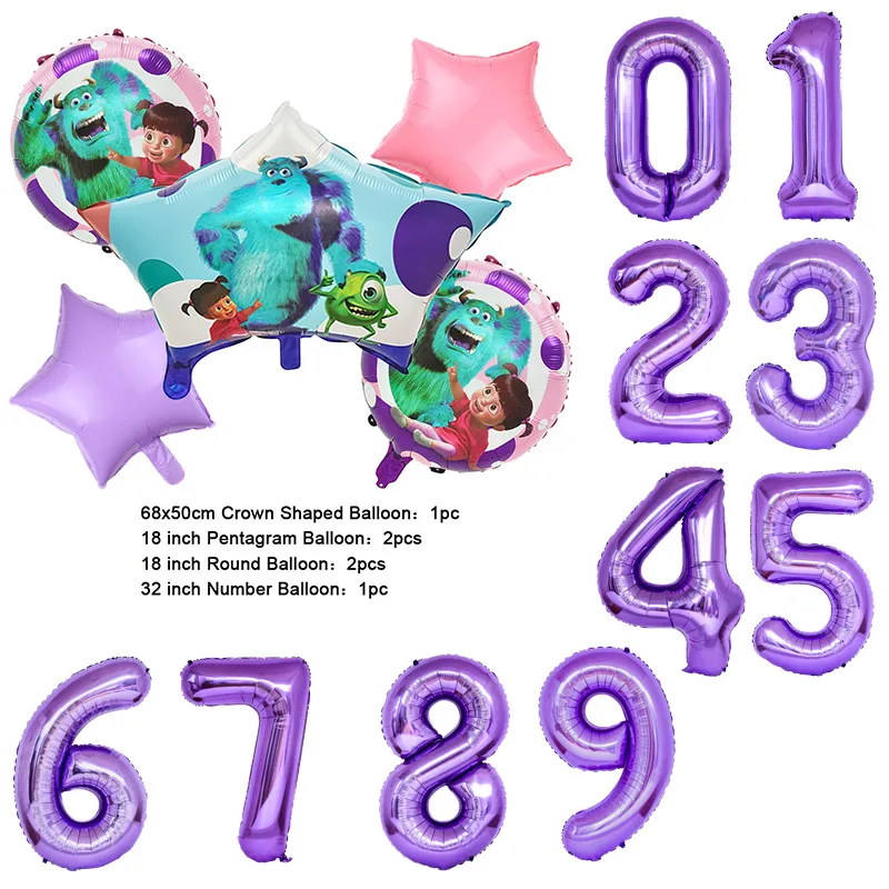 Color: Clear, Capacity: 1250ml - Monsters University Monsters, Inc. James P. Sullivan Theme Birthday Party Decoration Crown Shaped Balloon Set Baby Shower