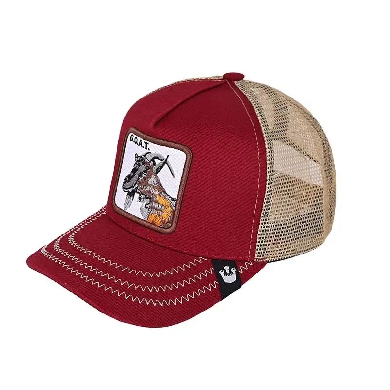 Color: SKY BLUE - Baseball Caps Men Women Snapback Hip Hop Cap With Fashion Animals Embroidery Summer Breathable Mesh Trucker Caps Streetwear Bone