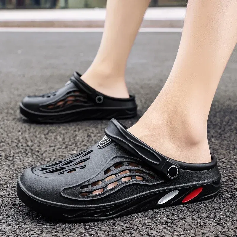 Color: black, Shoe Size: 49 - Plus Size 47 48 49 Men Summer Clogs Sandals EVA Slippers Men and Women Garden Shoes Beach Sandals Couple's Outdoor House Slides