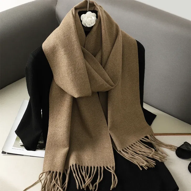 Color: green - New 62 Color Winter Scarf For Women Long Warm Cashmere Scarves Hijab Solid Lady Shawl Wrap Female Pashmina Bandana Head Scarfs