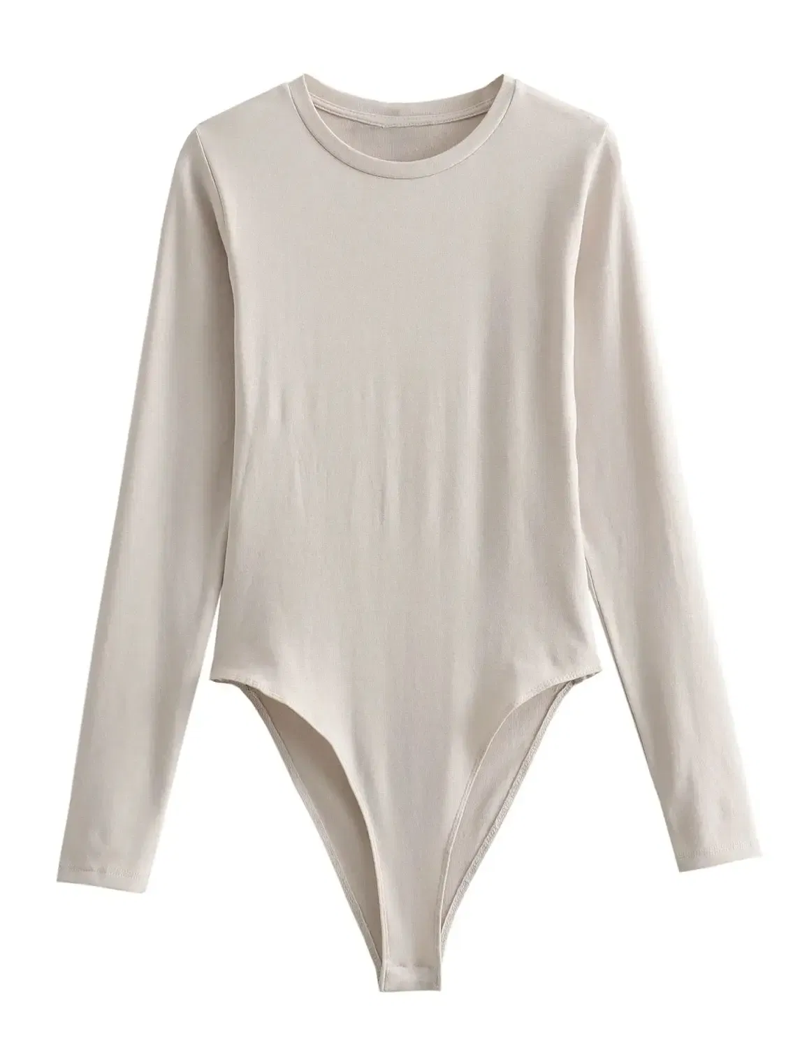 Color: green, Size: S - XNWMNZ Women's Fashion 2023 Long sleeved Modal Bodysuit Women High Street Versatile Round Neck Slim Female Chic Bodysuit