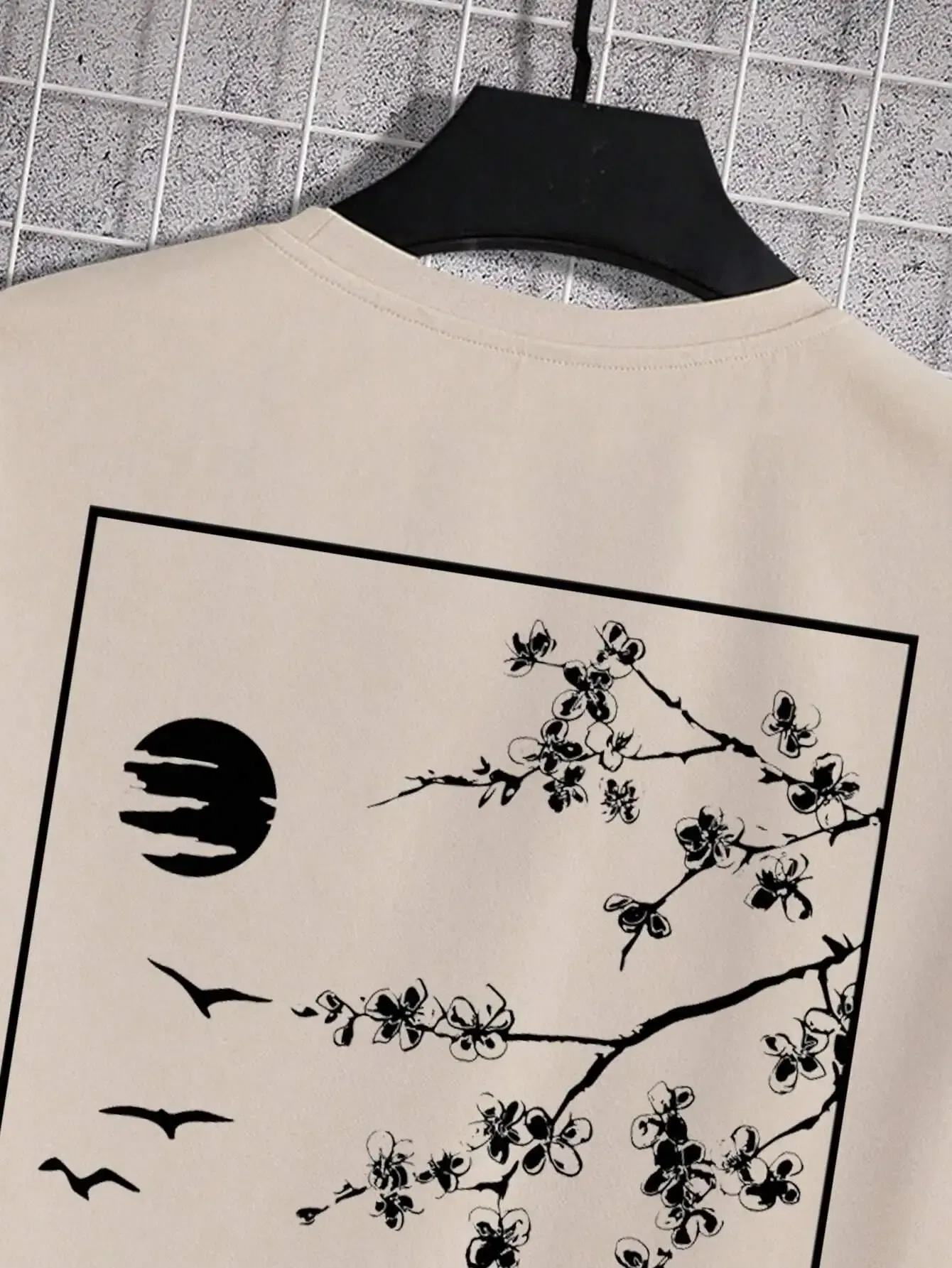Color: black, Size: XXL - Tokyo Sakura Mount Fuji Business Card T Shirt Men Fashion Tee Clothing Cotton Summer Casual Tops Hip Hop Loose Cotton T-Shirt
