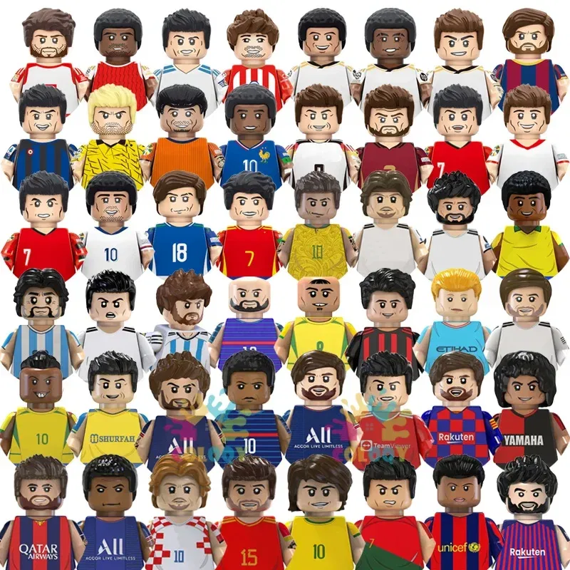 Color: Trans-dark Pink, Ships From: CHINA - Kids Toys World Famous Football Stars Building Blocks Sport Player Mini Action Figures Golden Cup Toys For Boys Christmas Gifts