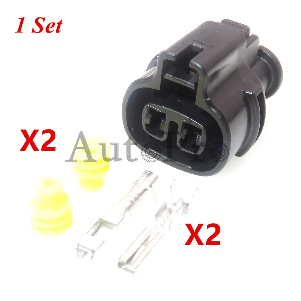 Color: black - 1 Set 2 Hole MG640795-5 AC Assembly Car Wiper Spray Motor Sealed Wire Connectors Automobile Modification Socket