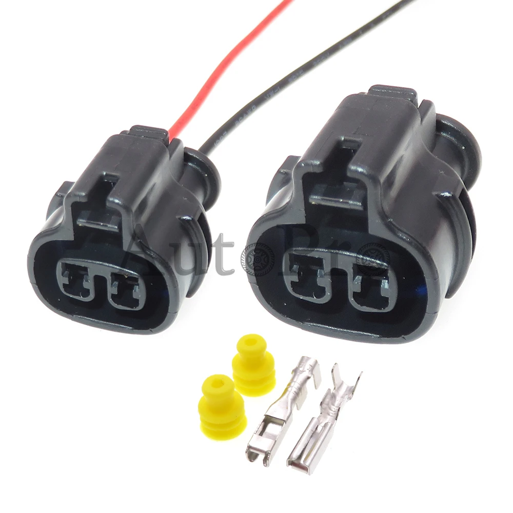 Color: black - 1 Set 2 Hole MG640795-5 AC Assembly Car Wiper Spray Motor Sealed Wire Connectors Automobile Modification Socket