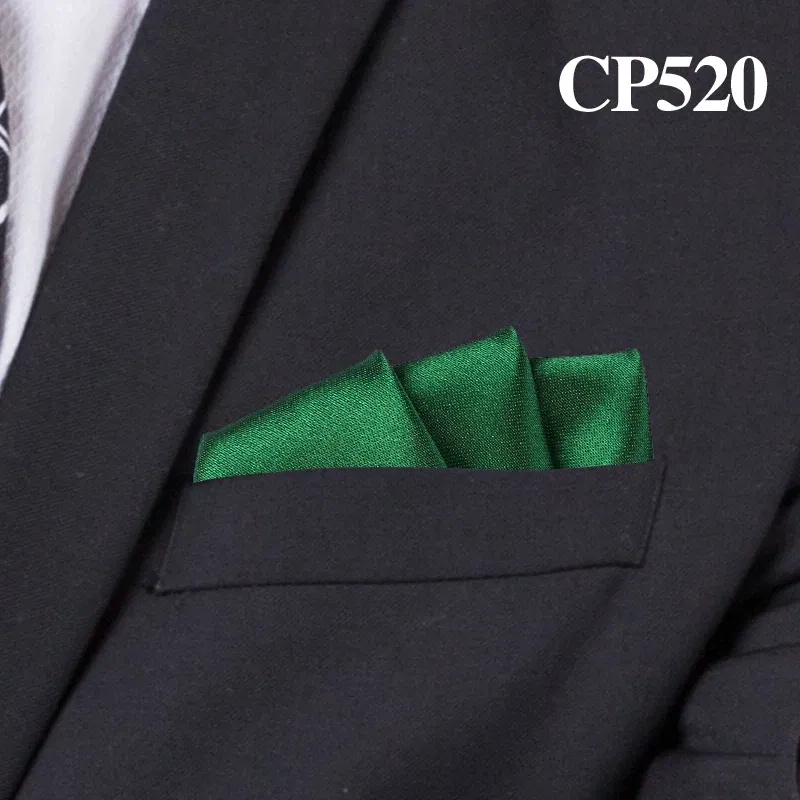 Color: Emerald Green - Satin Handkerchief For Men Candy Color Mens Suits Pocket Square Business Chest Towel Hanky Suit Napkin Solid Hankies
