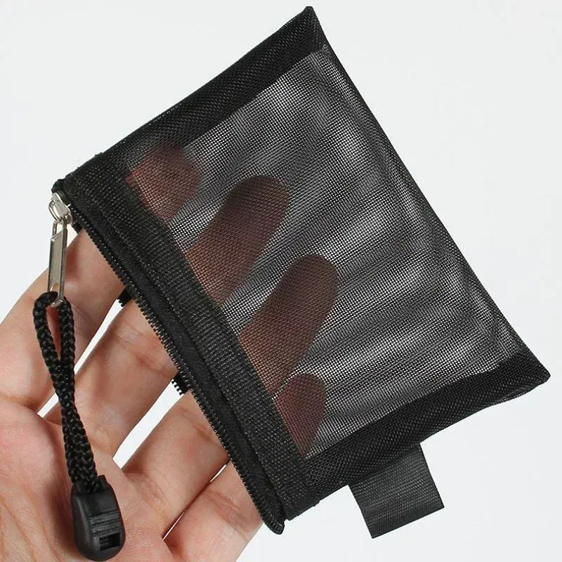 Color: GRAY - Mini Mesh Coin Bags Money Earphone Data Line Storage Bags Bus ID Credit Card Holder Zipper Pouch Traveling Small Coin Wallet