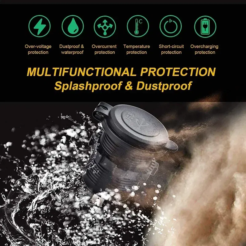 Color Name: WHITE - 83W USB C Car Charger Socket 12/24V Outlet Laptop Fast Charging 65W PD3.0 & QC3.0 with Digital Display for Car RV ATV Motorcycle