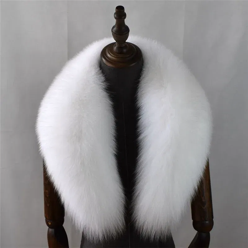 Color: Lake Blue, Size: S - 100% Natural Real Fox Fur Collar For Women Men Coat Jacket Fur Scarf Winter Extra Large Size Neck Warmer Fur Scarf Shawls Wraps