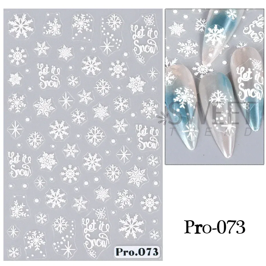 Color: Blue - 5D Embossed Elk Nail Art Sticker Cute Christmas Winter Santa Claus Snowflake Gingerbread Man Engraved Slider Manicure Decoration