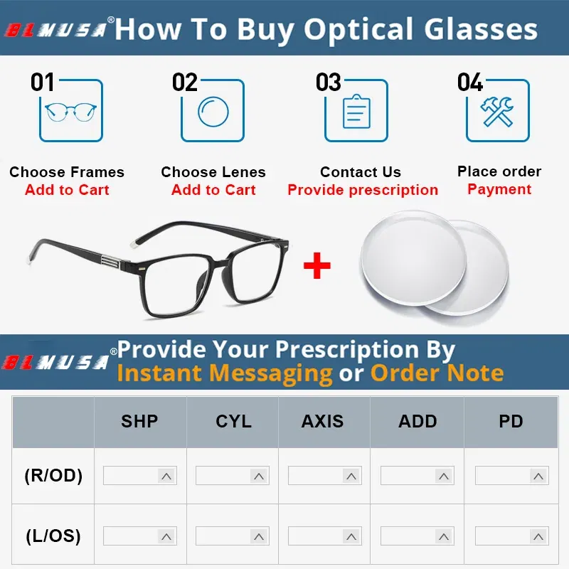 Lenses Color: Blue, Lens Index: 1.61 - BLMUSA Progressive Multifocal Lenses 1.56 1.61 1.67 1.74 Anti Blue Light HD Bifocal Optical Prescription Myopia Hyperopia Lens