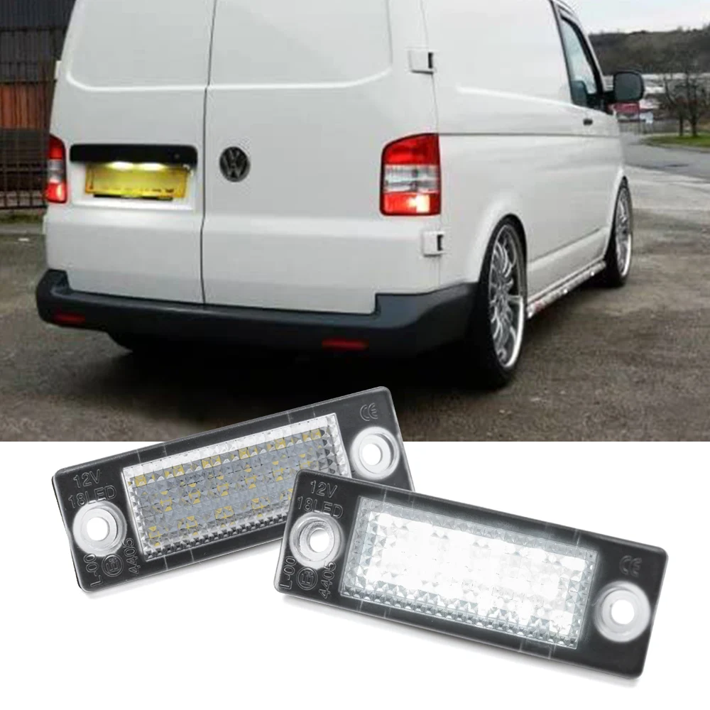 2PCS LED Number License Plate Light Canbus For VW Transporter T5 T6 2003-2020 Caddy III IV Jetta MK3 MK5 Multivan Golf Passat