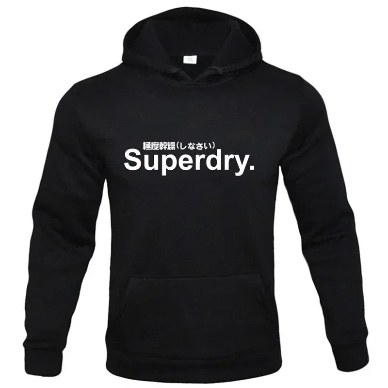 Color: black, Size: XXL - spring autumn superdry printed Men women Hoodies Fleece Warm Mens Sweatshirt Fashion Men Fleece Warm Sweatshirt