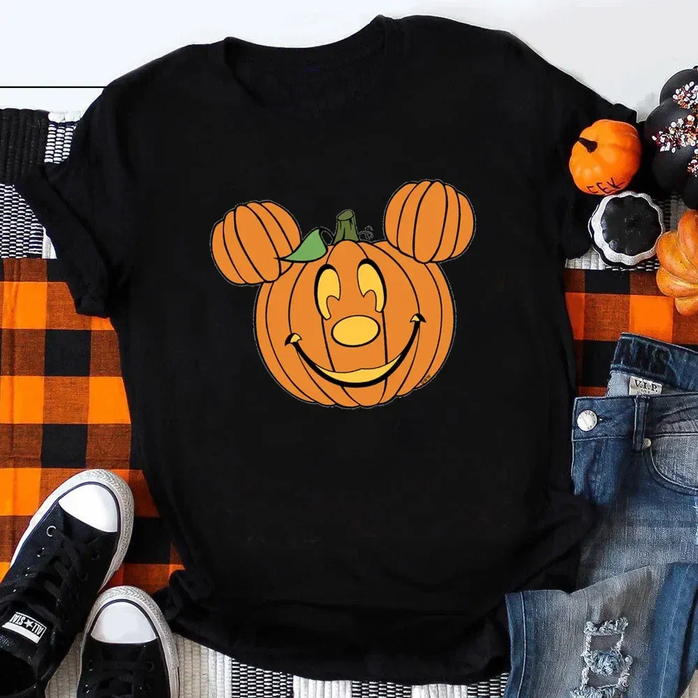 Color: Yellow, Kid Size: 7 - Funny Mickey Minnie Mummy Print Disney Children Cotton T Shirts Trick Treat Fashion Halloween Cute Kid Clothes Girls Streetwear