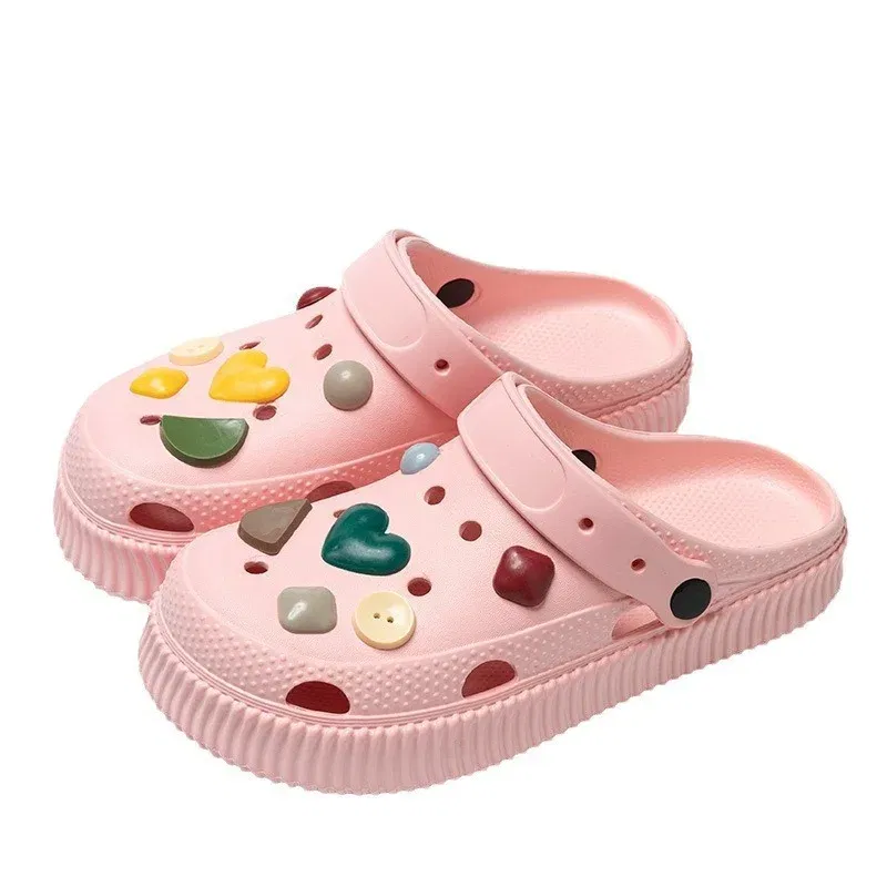 Color: Mustard, Shoe Size: 40-41 - Shoes hole shoes girls wear outside couple bag head women cool slippers