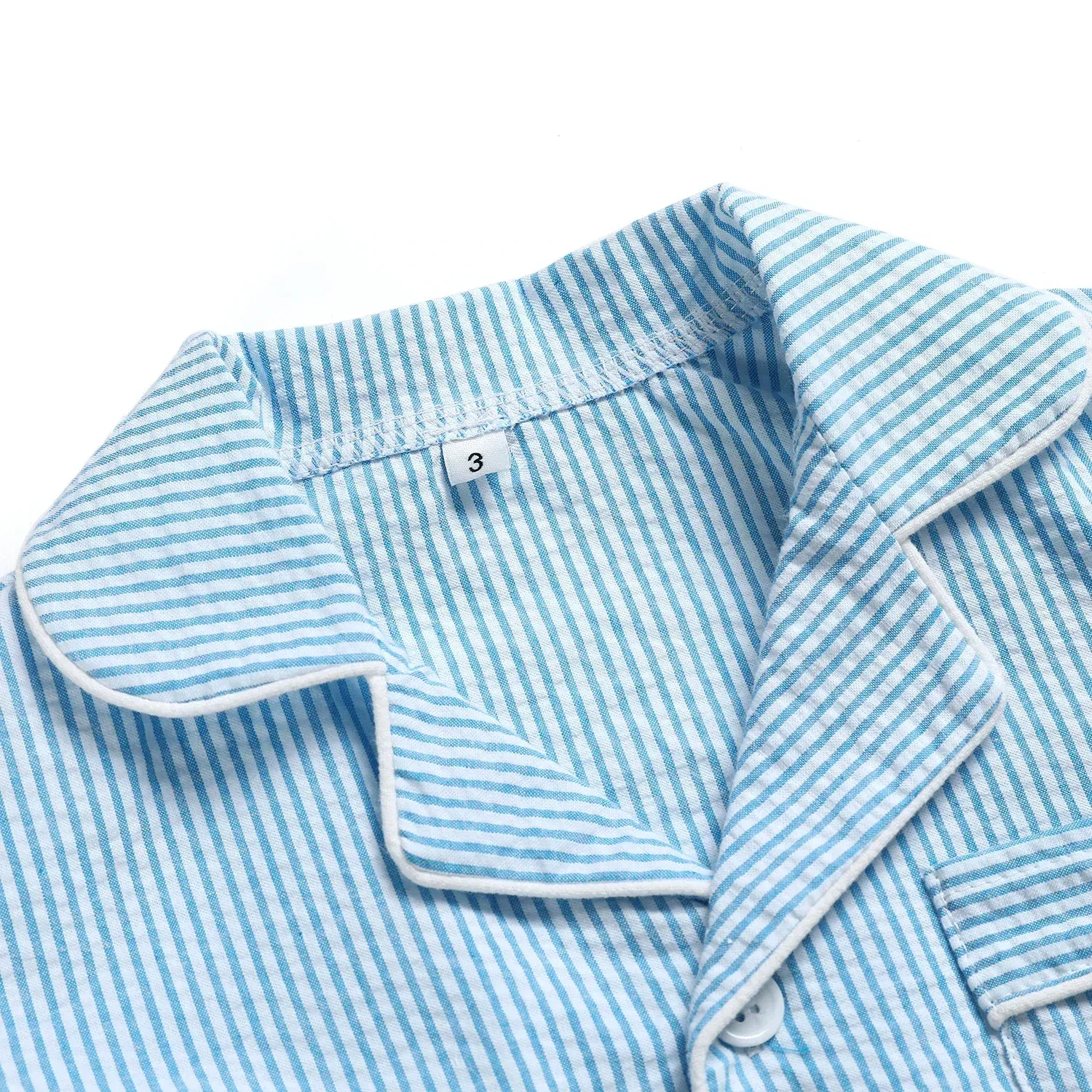 Color: Ivory, Ships From: CHINA, Kid Size: 5t - Ruffkids 100% Cotton Summer Kids Pajamas Sleepwear Seersucker Striped Matching Pjs Boys Clothes Loungewear Girls Pyjamas Set