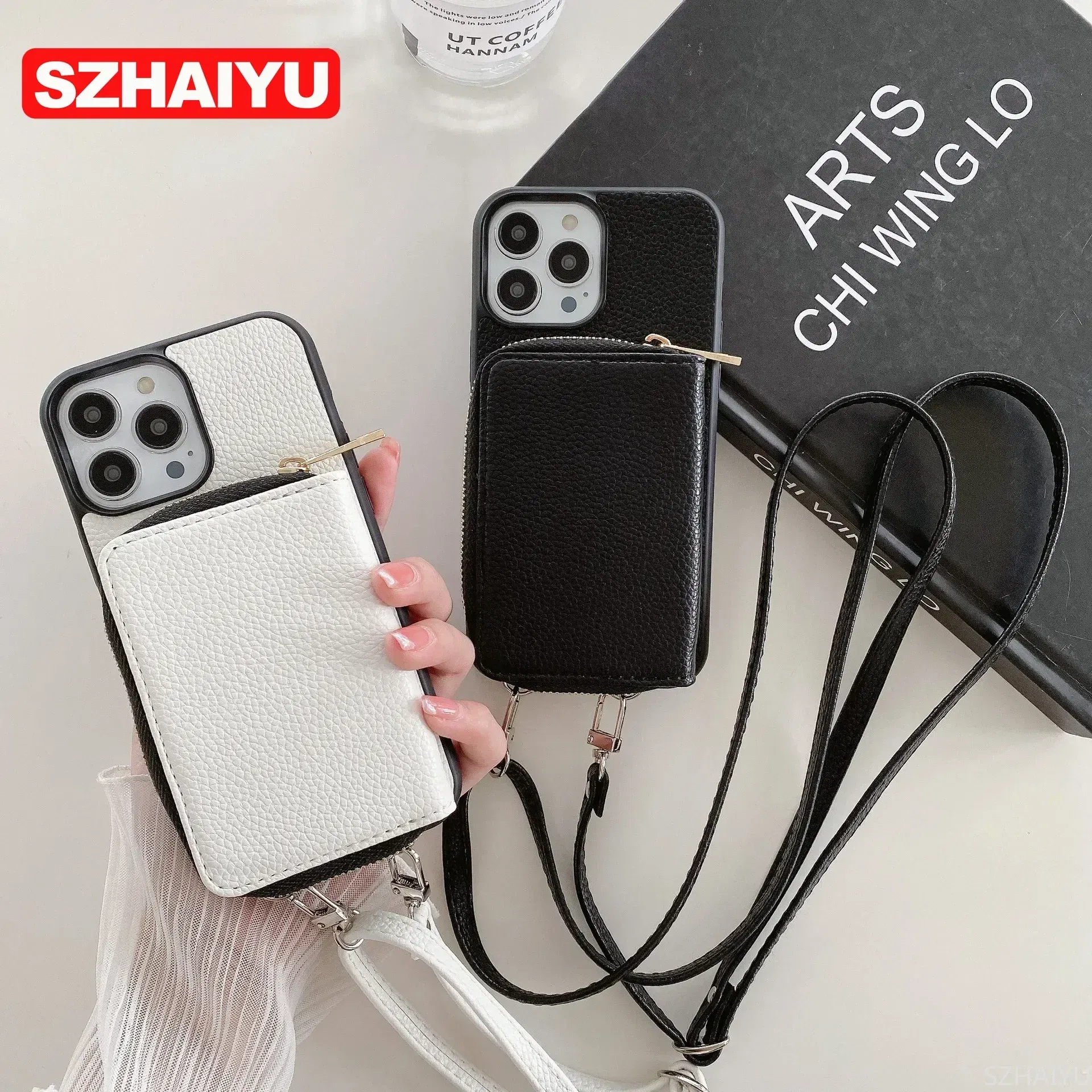 Material: Cotton Fabric, Color: army green - Zipper Wallet Phone Case For iPhone 16 15 14 13 12 Mini 11 Pro XS Max X Plus Card Slot Holder Crossbody Lanyard Leather Cover