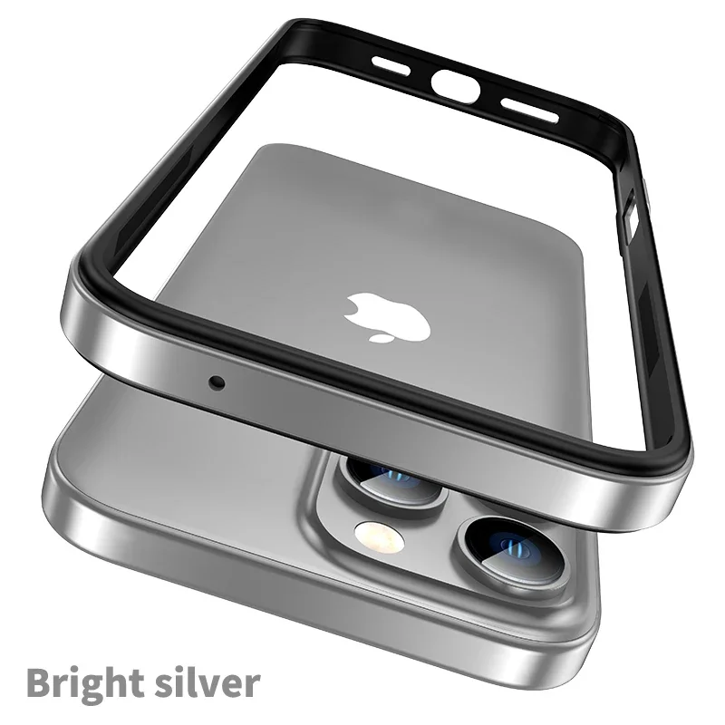 Color: SKY BLUE, Material: EVA - Titanium Metal Frame Bumper Shockproof Case for IPhone 16 15 Pro Max Plus 5G for Apple Solid Colour Protection Phone Cover