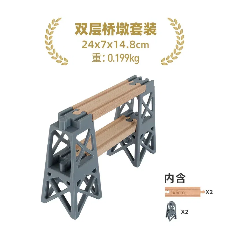 Color: SKY BLUE - Wooden Train Track Railway Bridge Tunnel Accessories Fit  Police Station Scene for Brio Wood Train Pieces Educational Toys
