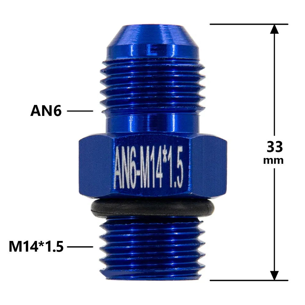 Color: Blue - Universal Aluminum Alloy AN6 8 10 12 To AN To M16x1.5 M18x1.5 Metric Fuel Hose Adapter Pipe Thread Fitting CAR OIL COOLER SYSTEM