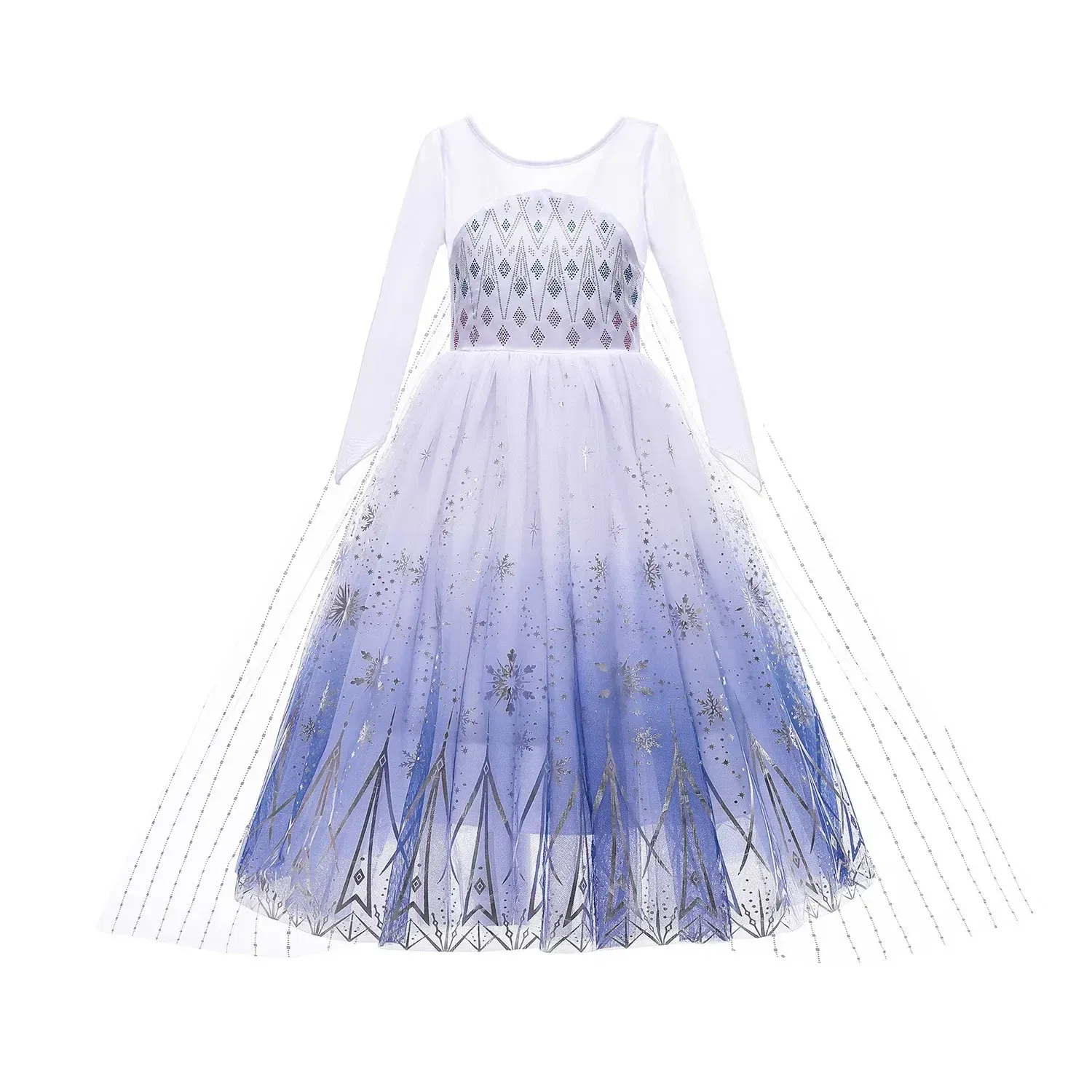Color: PURPLE, Kid Size: 13 - Disney Kids Girls Cosplay Frozen Elsa Anna Princess Dress Girl Mesh Ball Gown Carnival Birthday Clothes Snow Queen Elsa Costume