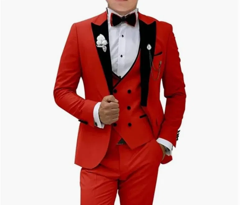 Color: army green, Size: 5XL - Pink Prom Suit for Men  3 Piece Jacket Vest Pants Set   Peaked Lapel Blazer   Outfit Costume Birthday Party