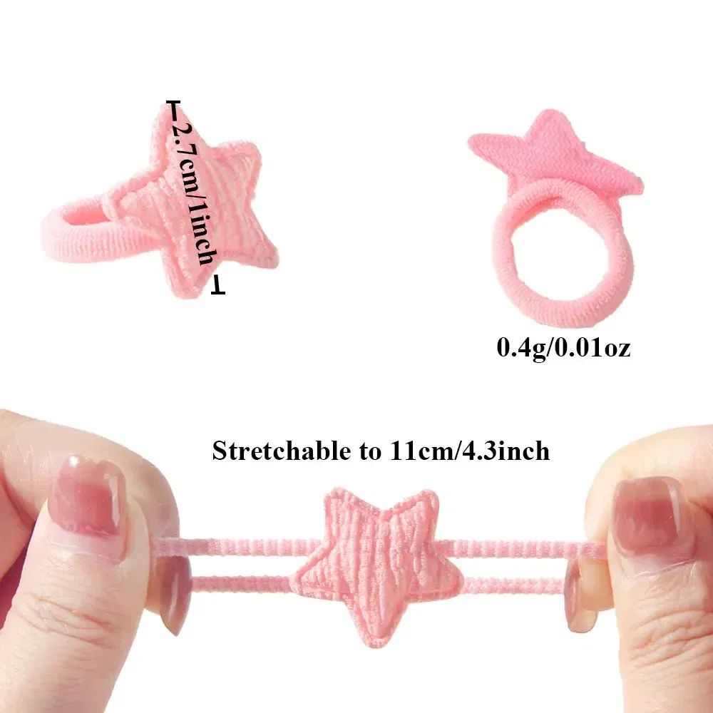 Color: Dark Khaki - 10/30pcs girls star butterflies children's hairband harmless hair cute towels rope ponytail rack children's rubber band headwear