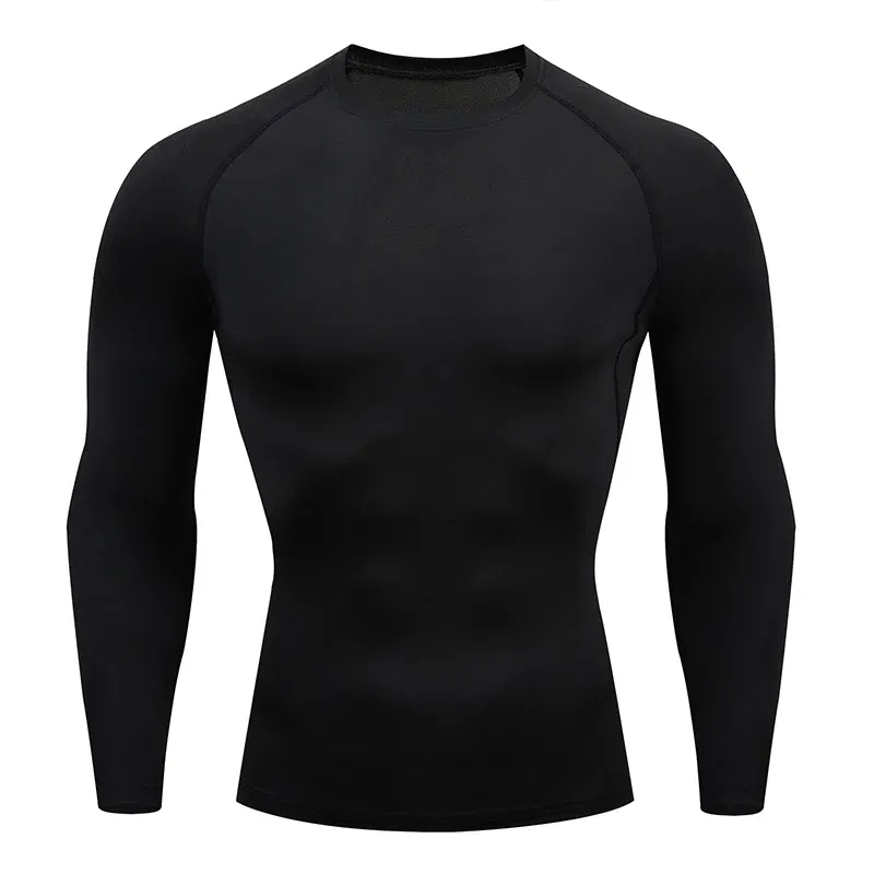 Color: Gold, Size: L - Men Bodybuilding Sports T-Shirt Quick Dry Running Shirt Long Sleeve Compression Top Gym T Shirt Men Fitness Tight Rashgad